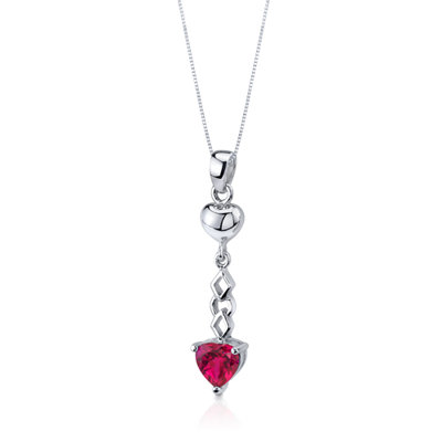 Oravo Cupid Duet 3.75 Carats Heart Shape Sterling Silver Ruby Pendant Earrings Set