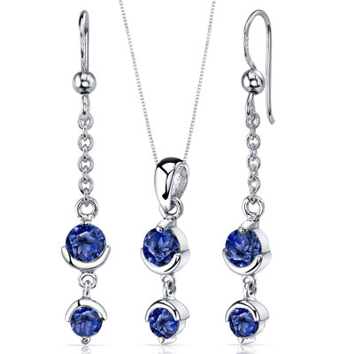 Oravo Round Cut Gemstone Simply Seductive Pendant Earrings Set