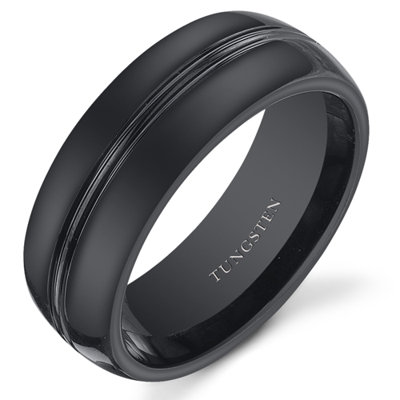 Oravo Men's Tungsten Double Groove Wedding Band