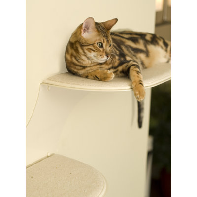 The Refined Feline Clouds Wall Mounted Faux Fur and Metal Cat Perch