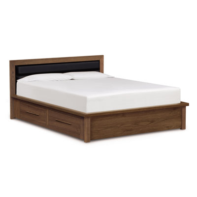 Moduluxe Storage Bed with Upholstered Leather Headboard by Copeland Furniture -image