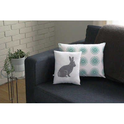 Artgoodies Bunny Block Print Squillow Accent Pillow