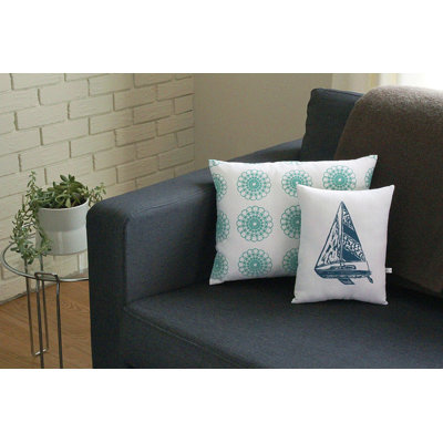 Artgoodies Sailboat Block Print Squillow Accent Pillow