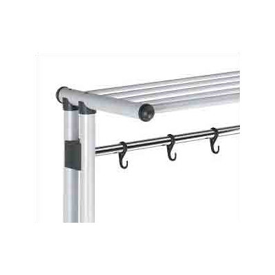 Peter Pepper Mobile or Freestanding Aluminum Coat Rack with 5 Hooks, Shelf, and Hanger Bar