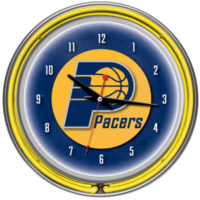 Trademark Global nBA Chrome Double Ring Neon Clock