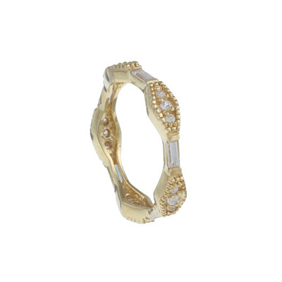 Zirconmania Gold Overlay Sterling Silver Cubic Zirconia Micro Pave Stackable Ring