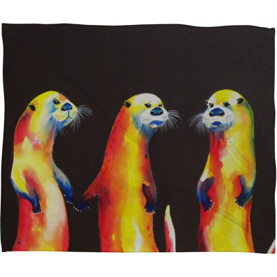 DENY Designs Clara Nilles Flaming Otters Fleece Throw Blanket