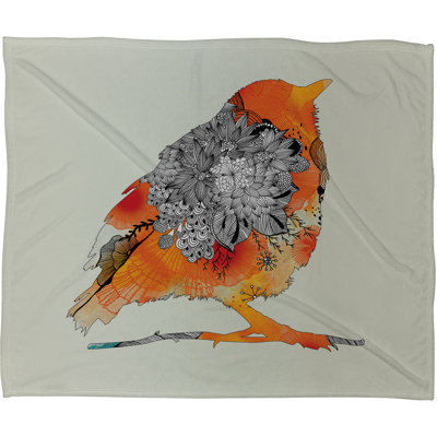 DENY Designs Iveta Abolina Orange Bird Fleece Throw Blanket