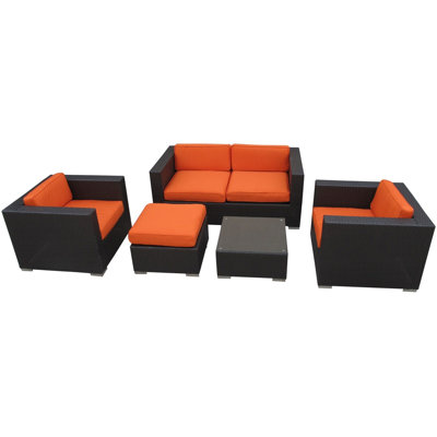 Modway Malibu 5 Piece Deep Seating Groups with Cushions