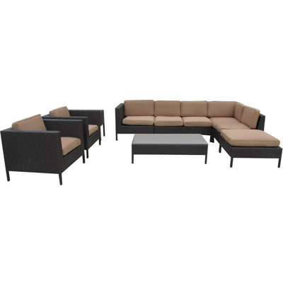 Modway La Jolla 9 Piece Sectional Deep Seating Group with Cushions