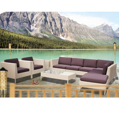 Modway La Jolla 9 Piece Sectional Deep Seating Group with Cushions