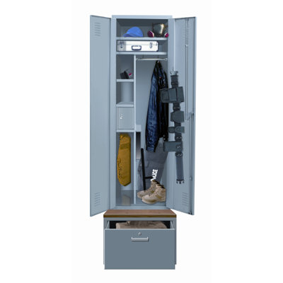 Hallowell TaskForceXP One Wide Single Tier Locker with Pedestal Base in Hallowell Gray (Assembled)