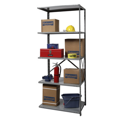 Hallowell Hi-Tech Shelving Medium-Duty Open Type Starter and Optional Add-on Unit with 5 Shelves