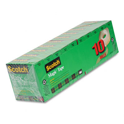 3M Magic Tape Value Pack, 3/4" x 28 Yards, 1" Core, 10/Pack