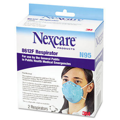 3M N95 Particle Respirator 8612F Mask, 2/Pack