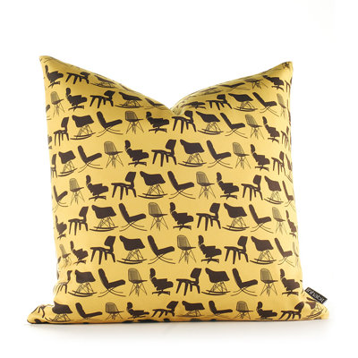 Inhabit Modern Classics Pillow in Chocolate and Sunflower