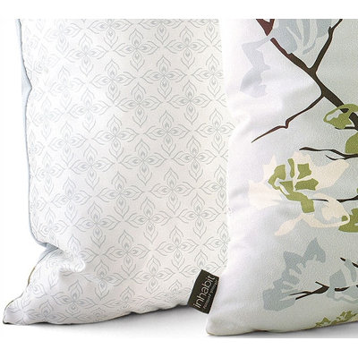 Inhabit Ailanthus Throw Pillow in Sky