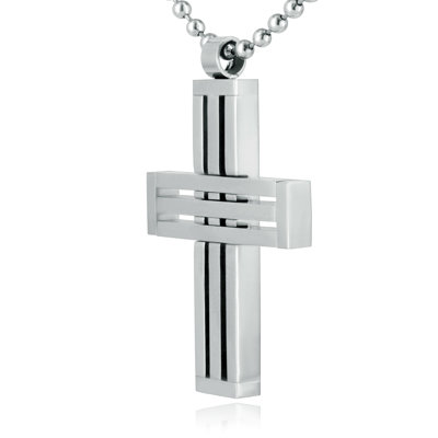 West Coast Jewelry Stainless Steel Cross Cut-out Necklace
