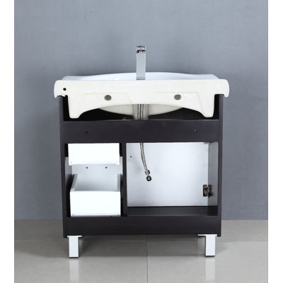 Legion Furniture 30" Single Bathroom Vanity Set in Espresso and white