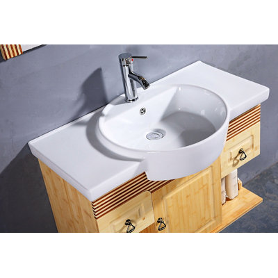 Legion Furniture 31.5" Single Bathroom Vanity Set with Mirror in Bamboo
