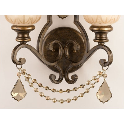 Crystorama Norwalk Golden Teak Crystal Wall Sconce in Bronze Umber
