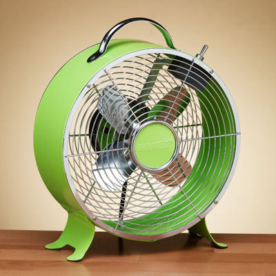 Retro Metal Box Desk Fan in Lime Green