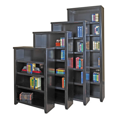 kathy ireland Home by Martin Furniture Tribeca Loft Black Office Collection 60" Bookcase in Distressed Painted Black