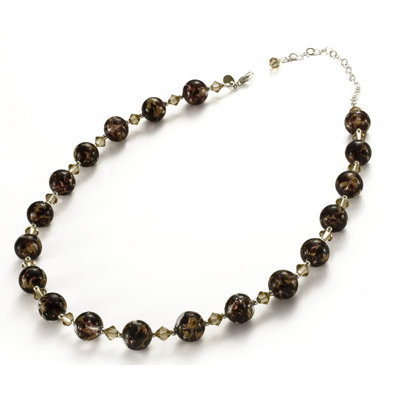 Lucky Clover Jewelry Moonlight Sterling Silver Round Cut Murano Glass Necklace