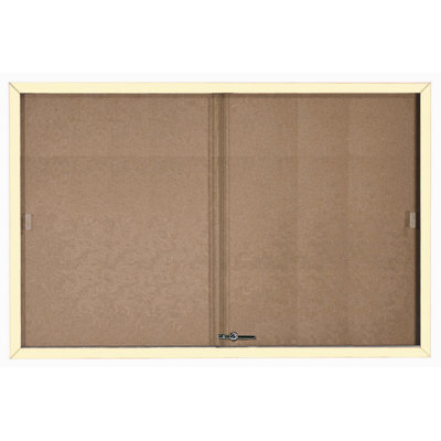 AARCO Enclosed Bulletin Board with Frame and Sliding Doors