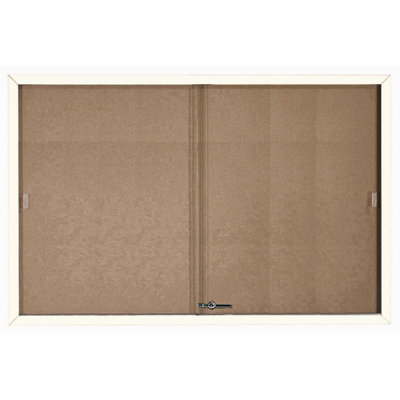 AARCO Enclosed Bulletin Board with Frame and Sliding Doors