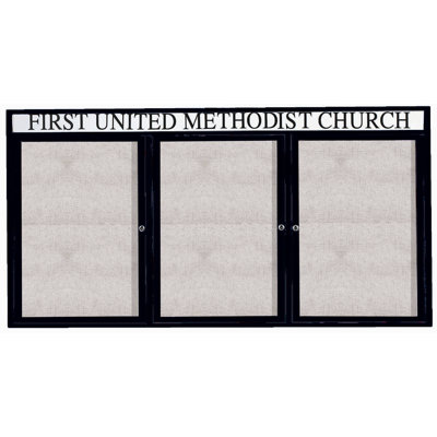AARCO Enclosed Bulletin Board with Aluminum Frame and Header