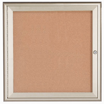 AARCO Enclosed Bulletin Board with Aluminum Waterfall Style Frame