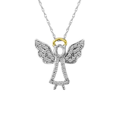 JewelExcess 14K White GoldSterling Silver Angel Pendant