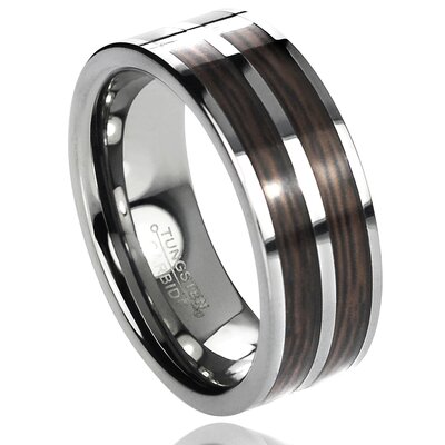 Daxx Men's Tungsten Carbide Wood Inlay Band Ring
