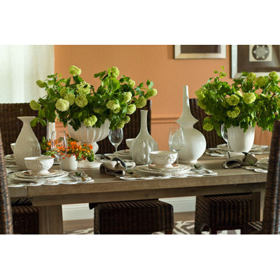 Global Views Banded Ceramic Vase in White