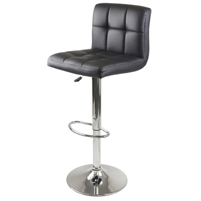 Winsome Stockholm Airlift Stool with Square Grid in Black