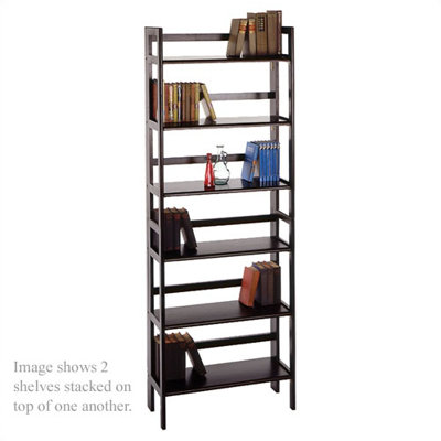 Winsome Basics 39" H Black Folding Three Tier Bookshelf