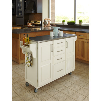 Home Styles Kitchen Cart with Stainless Steel Top