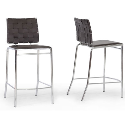Wholesale Interiors Baxton Studio Vittoria Bonded Leather Modern Counter Stool (Set of 2)