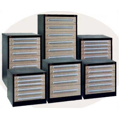 Lyon Workspace Products Mid-Range Standard Cabinet with 8 Drawers: 30" W x 28 1/4" D x 37 3/16" H