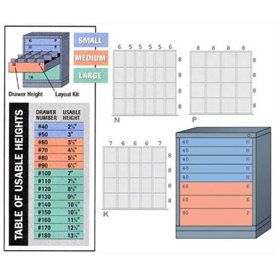 Lyon Workspace Products Mid-Range Standard Cabinet with 8 Drawers: 30" W x 28 1/4" D x 37 3/16" H
