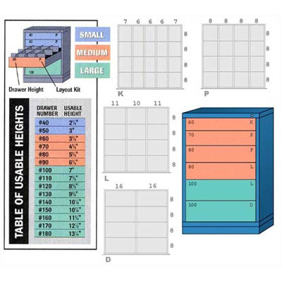Lyon Workspace Products Counter High Standard Cabinet with 6 Drawers: 30" W x 28 1/4" D x 44 1/4" H
