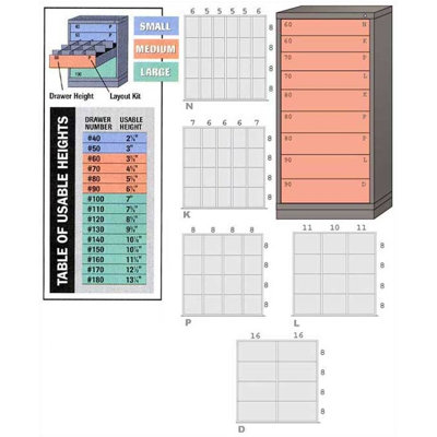 Lyon Workspace Products Eye-Level High Standard Cabinet with 9 Drawers: 30" W x 28 1/4" D x 59 1/4" H