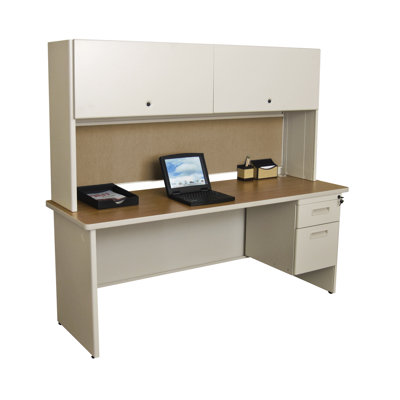 Marvel Office Furniture Pronto 72" Double File Computer Desk Credenza with Flipper Door Cabinet
