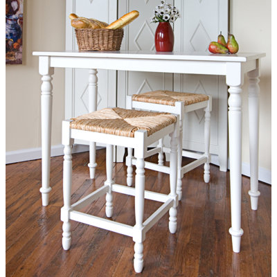 Carolina Cottage 24" Hawthorne Counter Stool with Rush Seat in Antique White