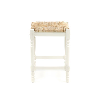 Carolina Cottage 24" Hawthorne Counter Stool with Rush Seat in Antique White