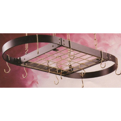 Gourmet Oval Designer Hanging Pot Rack with Grid