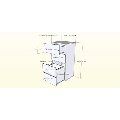Nexera Allure 36" Storage Cabinet in White and Ebony with 3 Drawers