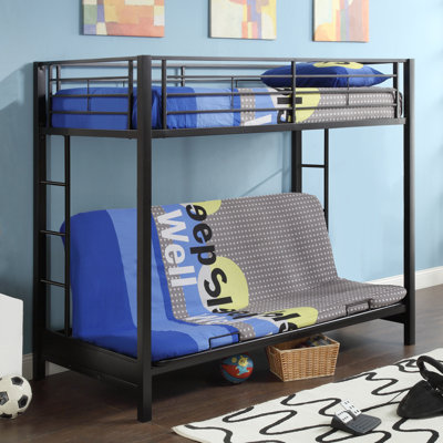 Home Loft Concept Sunrise Twin over Futon Bunk Bed with Built-In Ladder