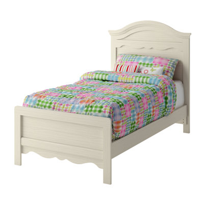South Shore Summer Breeze 39" Twin Panel Bed in Distressed White Wash